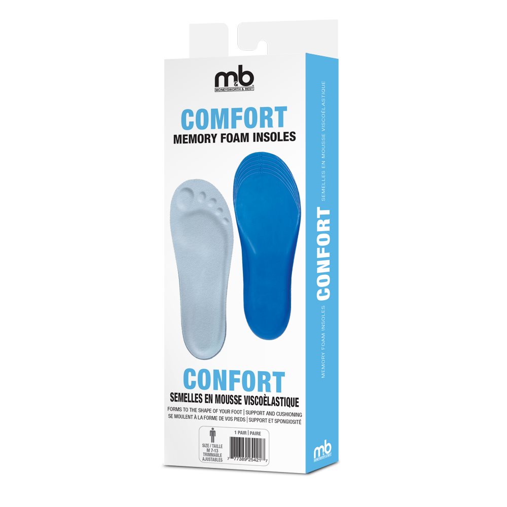 COMFORT MEMORY FOAM INSOLES ASSORTED SIZES