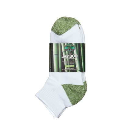 BAMBOO ANKLE SOCKS - 3 PACK - MEN'S - GREEN / WHITE BAMBOO ANKLE SOCKS - 3 PACK - MEN'S - GREEN / WHITE