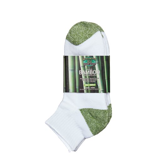 BAMBOO ANKLE SOCKS - 3 PACK - MEN'S - GREEN / WHITE