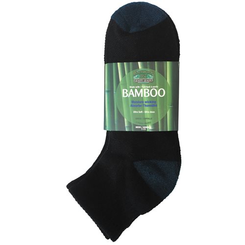 BAMBOO ANKLE SOCKS - 3 PACK - MEN'S - BLACK / BLUE