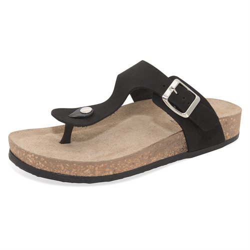 EASY WALK CORK THONG SANDAL BLACK - ASSORTED SIZES